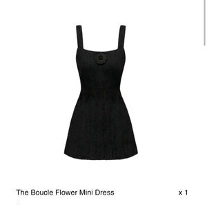 Bouclé Flower Strap Mini Dress - Black